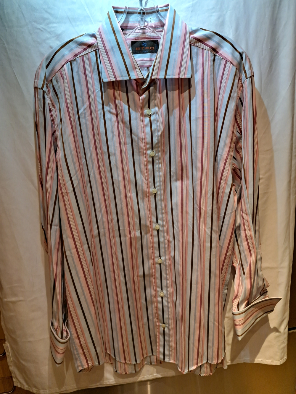 Etro Men's Pink Multi-Stripe Dress Shirt
